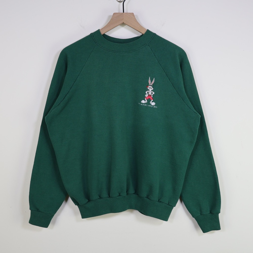 Vintage 1995 Bugs Bunny Golfer Looney Tunes Sweatshirt Size Large Green Hanes